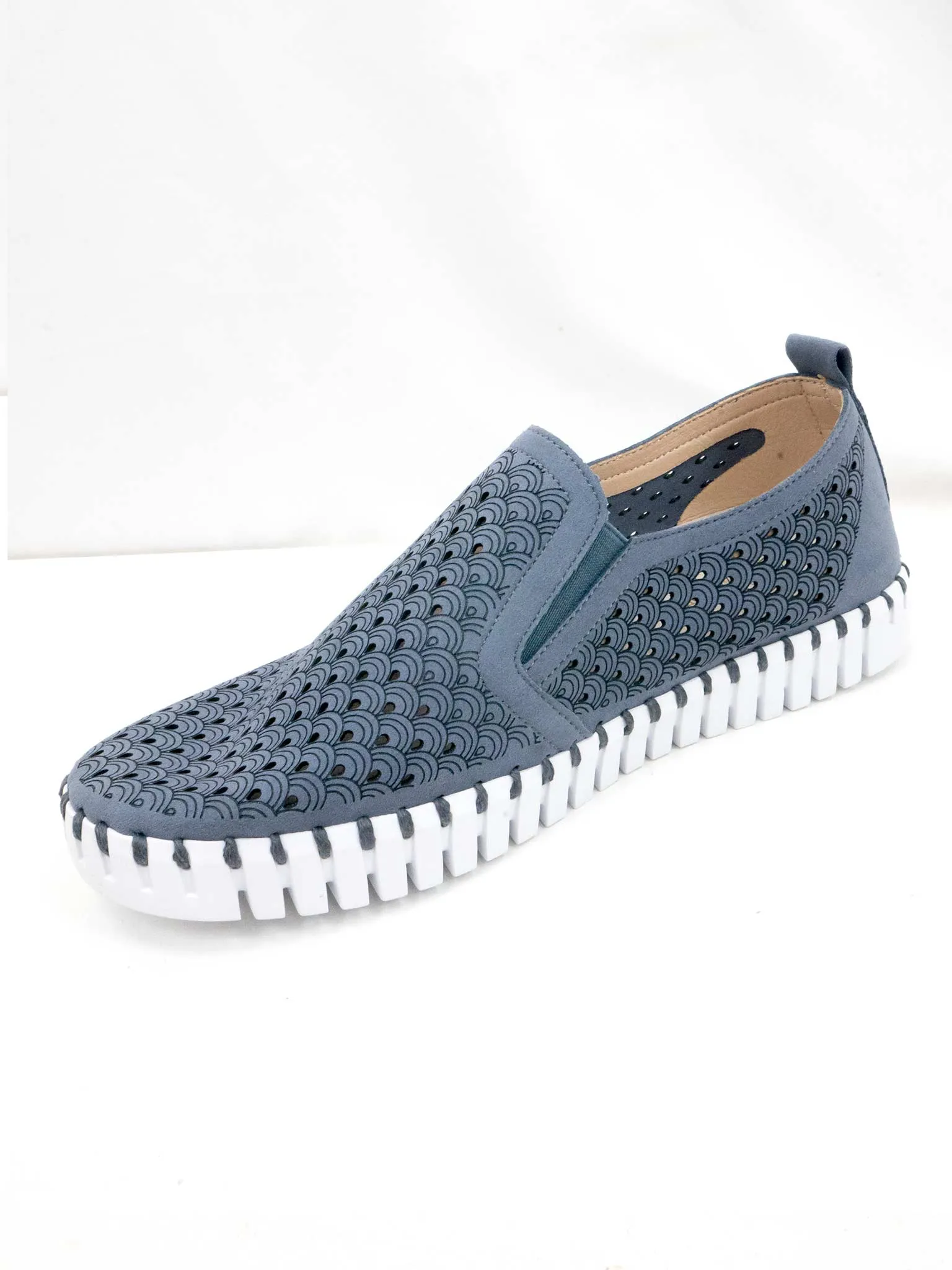 Tulip 140 Perforated Slip-On Sneaker in Grey Blue