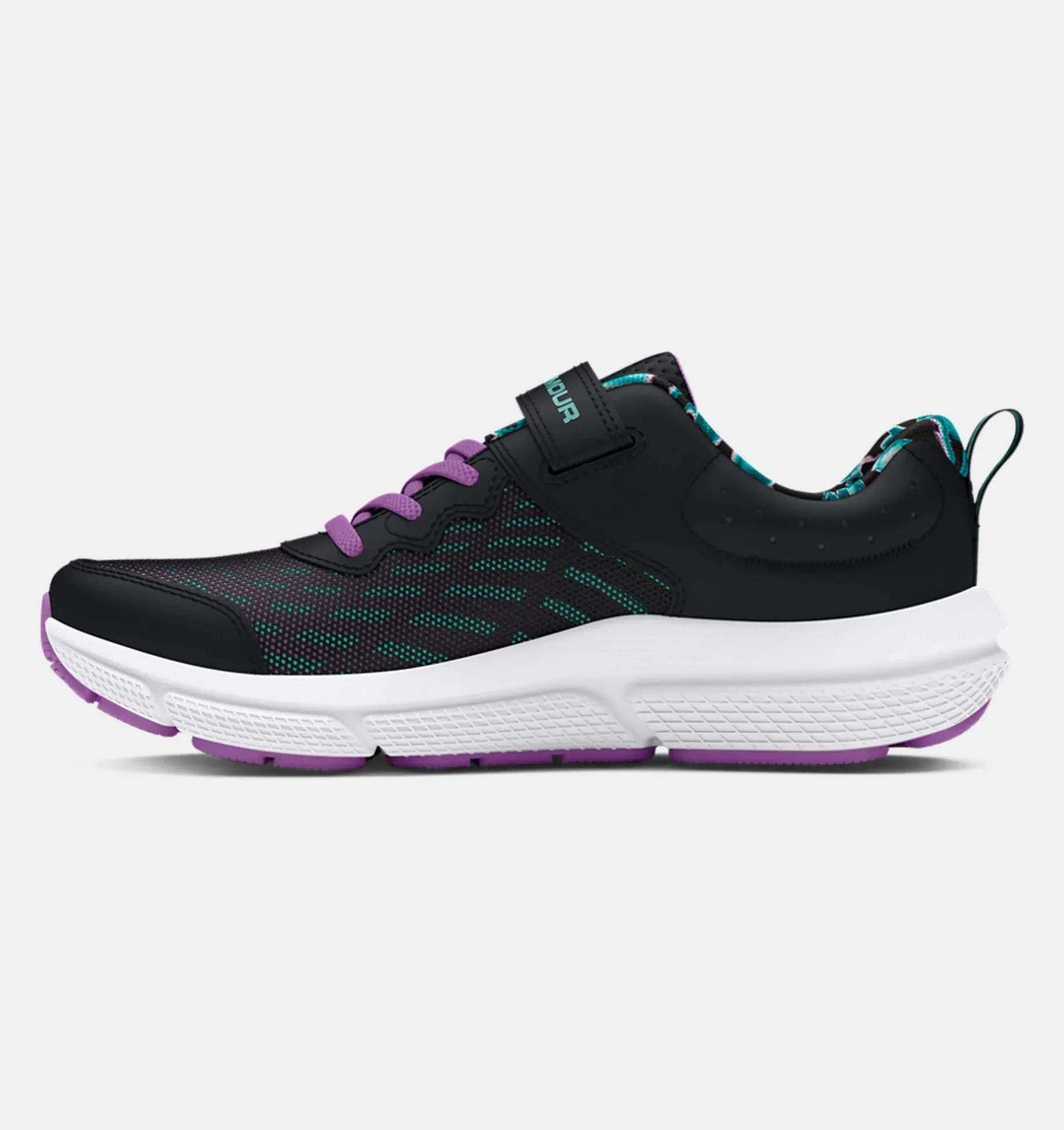 Under Armour Pre-School  Girls' UA Assert 10 AC Printed Running Shoes - Black / Provence Purple / Radial Turquoise