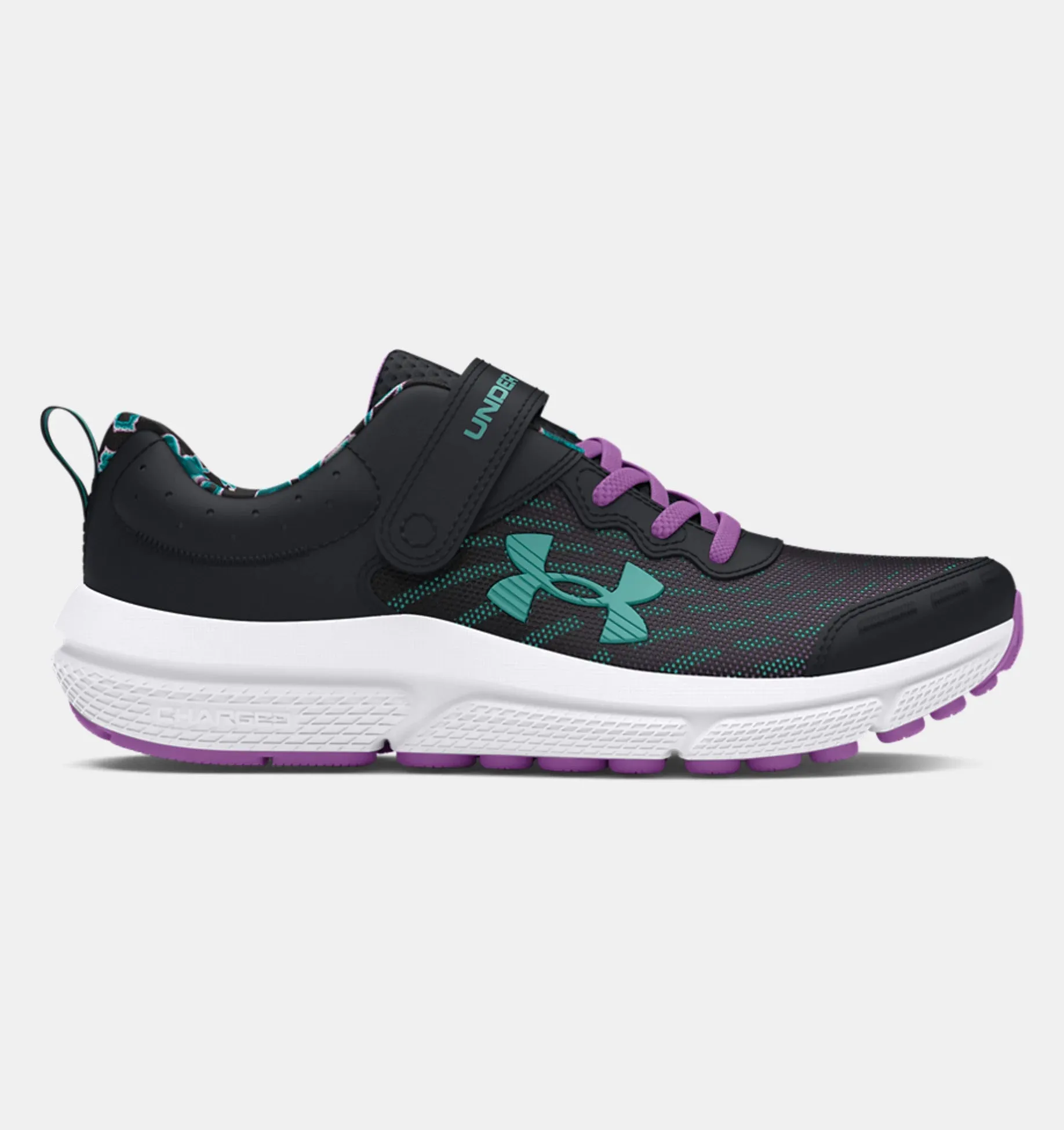 Under Armour Pre-School  Girls' UA Assert 10 AC Printed Running Shoes - Black / Provence Purple / Radial Turquoise
