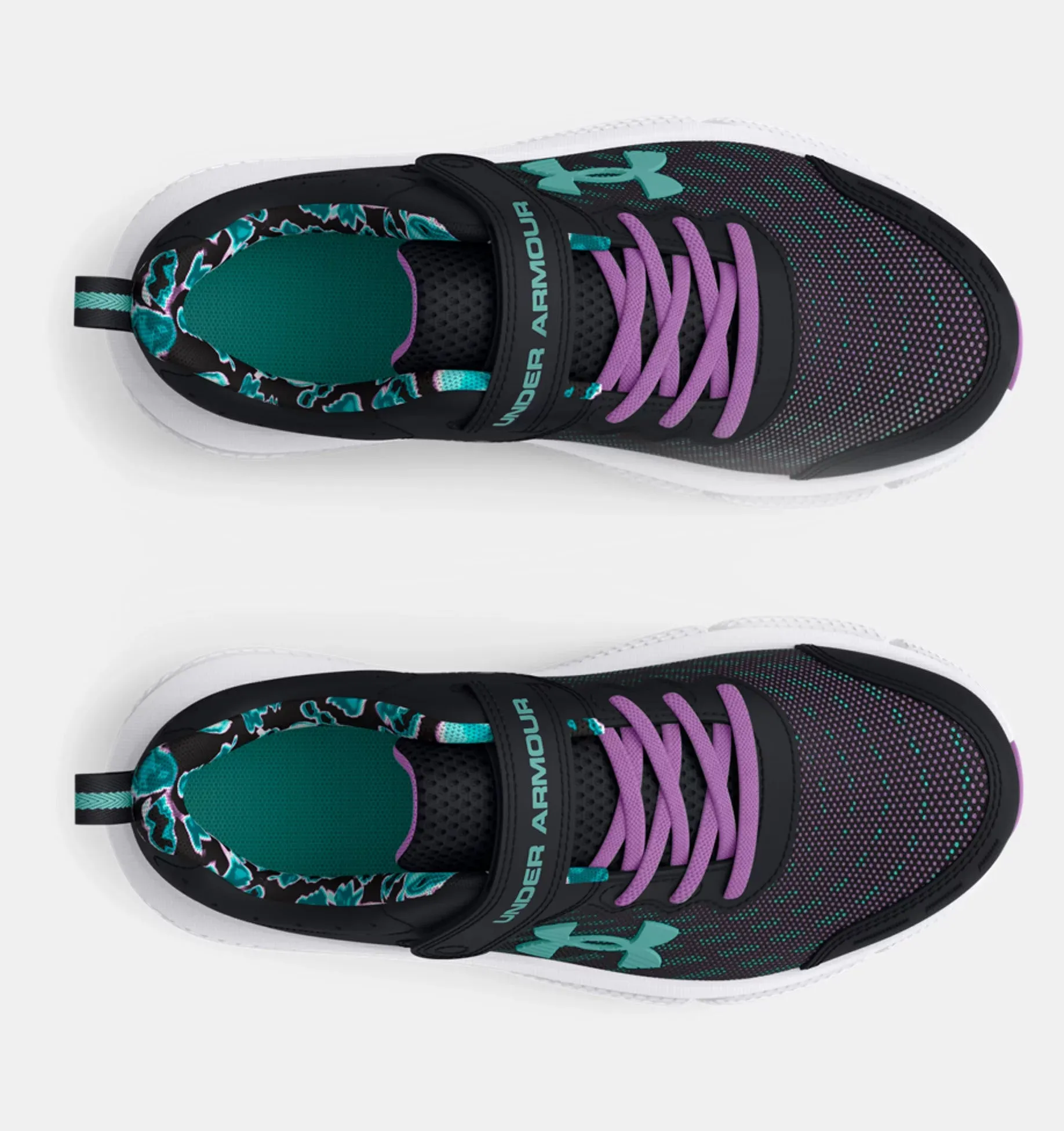 Under Armour Pre-School  Girls' UA Assert 10 AC Printed Running Shoes - Black / Provence Purple / Radial Turquoise