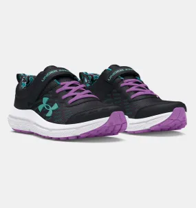 Under Armour Pre-School  Girls' UA Assert 10 AC Printed Running Shoes - Black / Provence Purple / Radial Turquoise