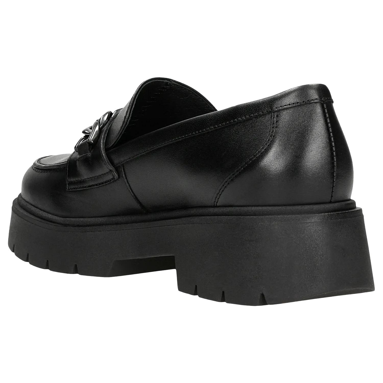 Wojas Black Leather Loafers with Decorative Chain | 46112-51