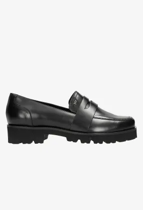 Wojas Black Leather Loafers with Decorative Strap | 46080-51