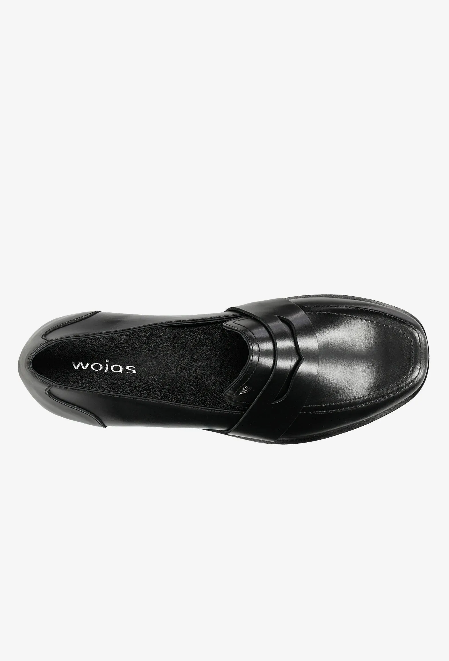Wojas Black Leather Loafers with Decorative Strap | 46080-51