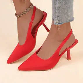 Women's Strappy Back Stiletto Pumps with Pointed Toe 89927693C