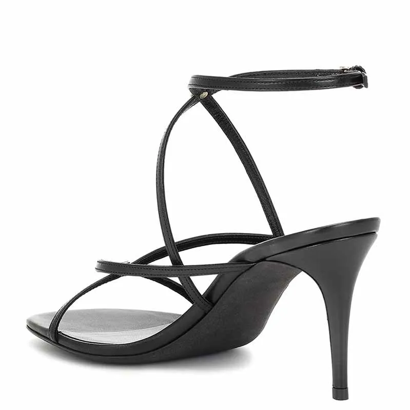 Women's Strappy Pointy Open Toe Ankle Strap Stiletto Sandal