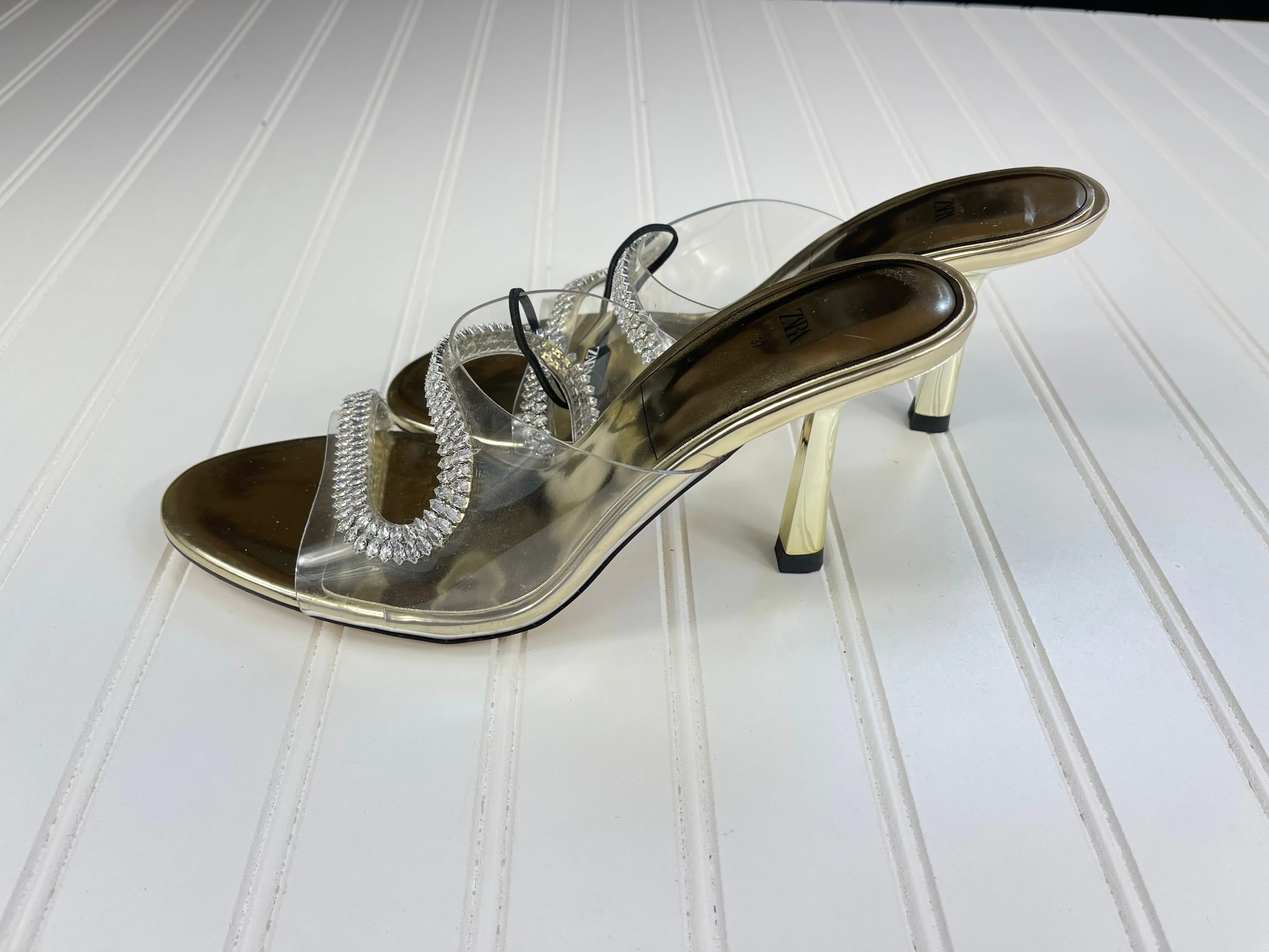 Zara Sparkly Heeled Vinyl Sandals. Size 6 1/2 NWOT