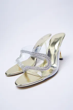 Zara Sparkly Heeled Vinyl Sandals. Size 6 1/2 NWOT