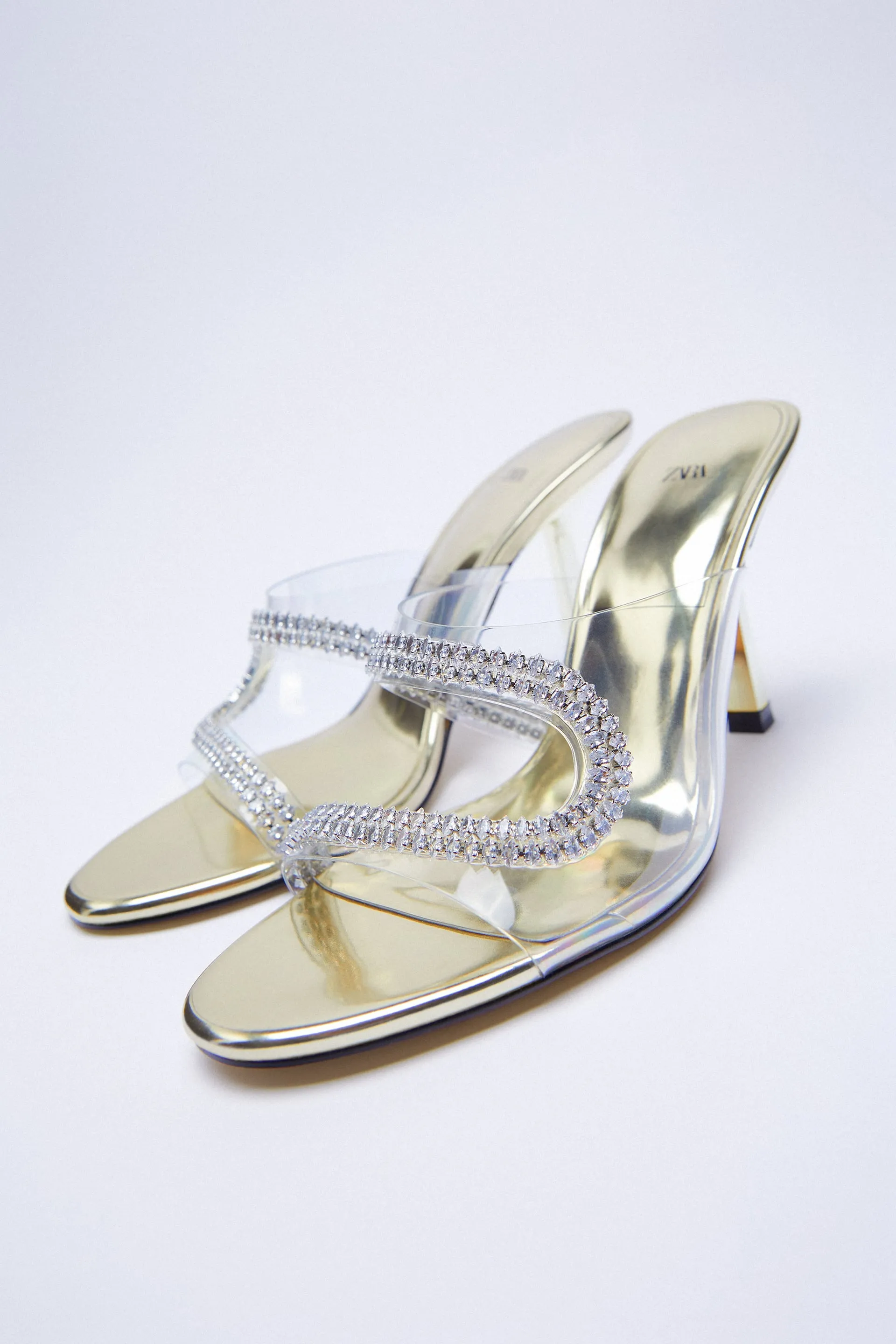 Zara Sparkly Heeled Vinyl Sandals. Size 6 1/2 NWOT