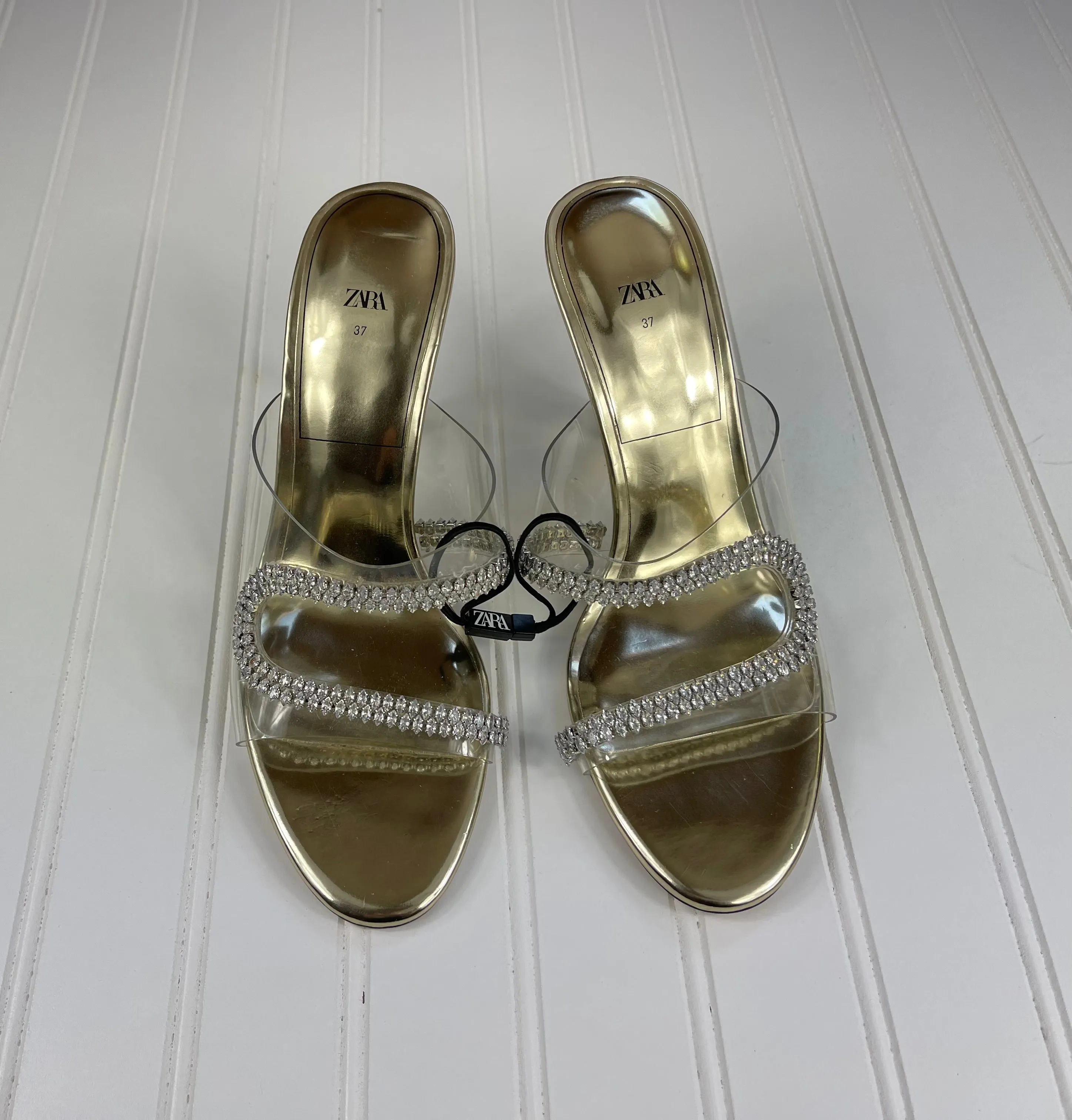 Zara Sparkly Heeled Vinyl Sandals. Size 6 1/2 NWOT