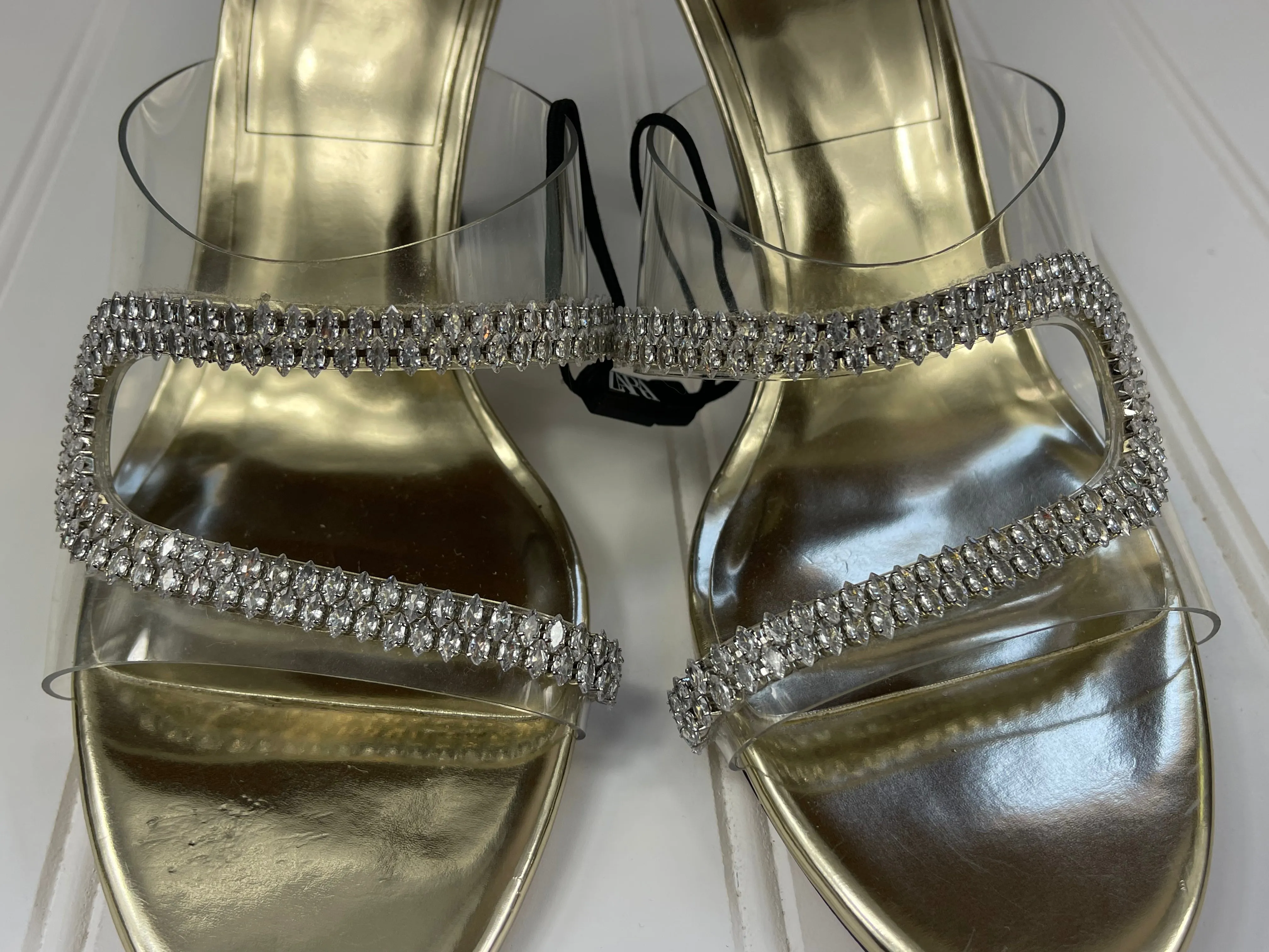 Zara Sparkly Heeled Vinyl Sandals. Size 6 1/2 NWOT